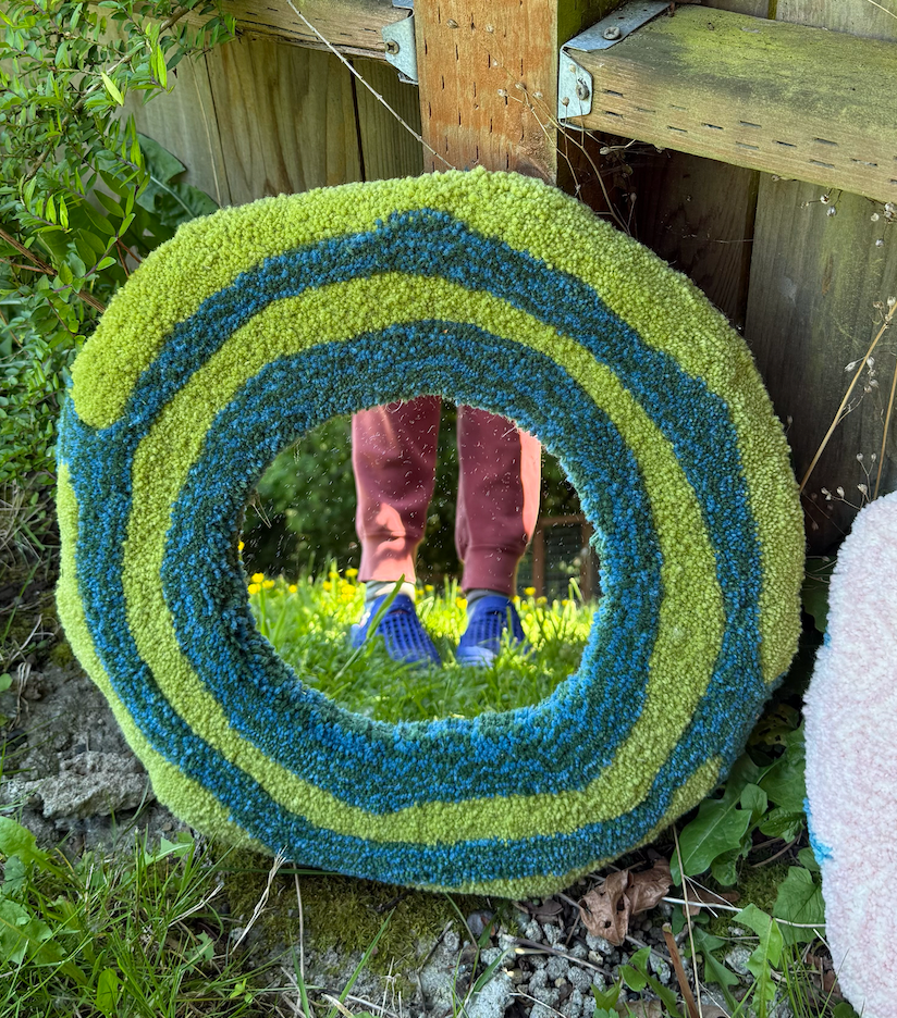 Green Striped Rug Mirror