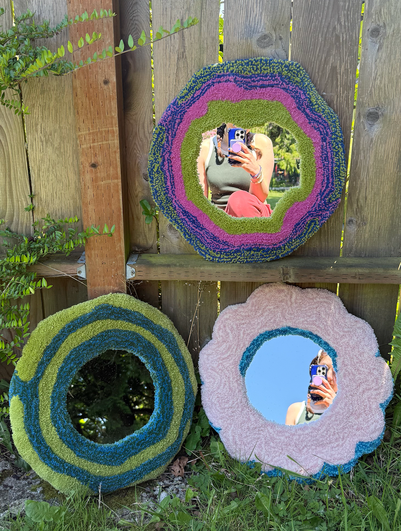 Green Striped Rug Mirror